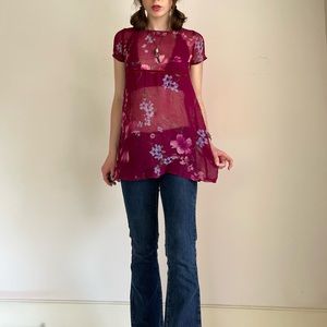 Vintage sheer tunic/ mini dress